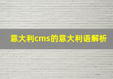 意大利cms的意大利语解析