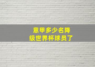 意甲多少名降级世界杯球员了