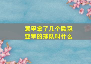 意甲拿了几个欧冠亚军的球队叫什么