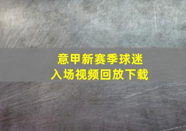 意甲新赛季球迷入场视频回放下载