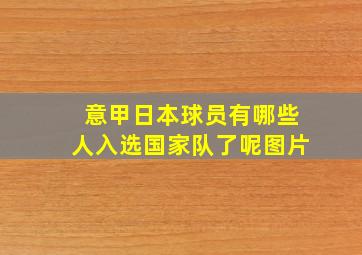 意甲日本球员有哪些人入选国家队了呢图片