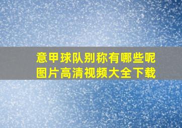 意甲球队别称有哪些呢图片高清视频大全下载