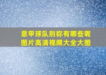 意甲球队别称有哪些呢图片高清视频大全大图