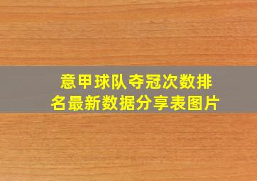 意甲球队夺冠次数排名最新数据分享表图片