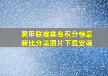 意甲联赛排名积分榜最新比分表图片下载安装