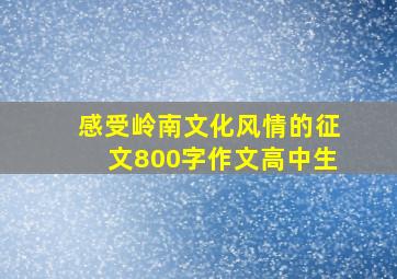 感受岭南文化风情的征文800字作文高中生