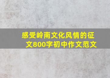 感受岭南文化风情的征文800字初中作文范文