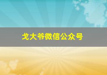 戈大爷微信公众号