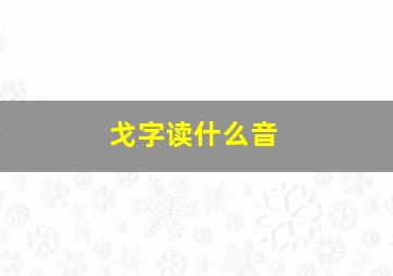 戈字读什么音