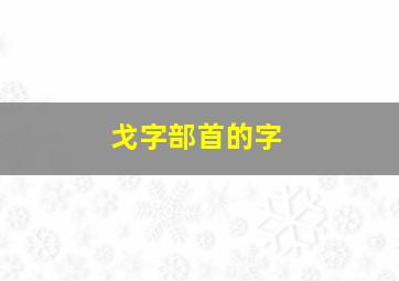 戈字部首的字