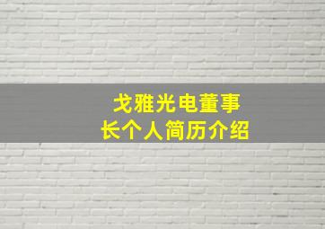 戈雅光电董事长个人简历介绍