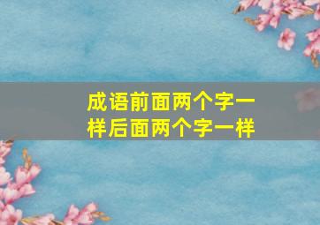 成语前面两个字一样后面两个字一样