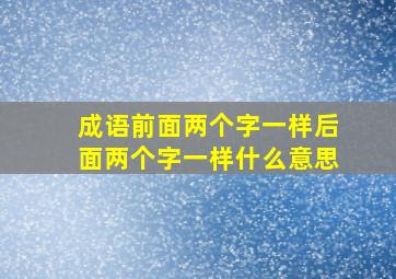 成语前面两个字一样后面两个字一样什么意思