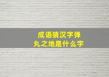 成语猜汉字弹丸之地是什么字