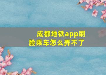 成都地铁app刷脸乘车怎么弄不了