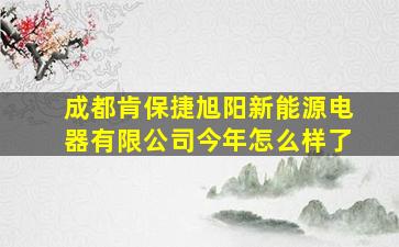 成都肯保捷旭阳新能源电器有限公司今年怎么样了