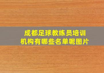 成都足球教练员培训机构有哪些名单呢图片