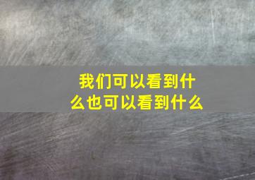 我们可以看到什么也可以看到什么