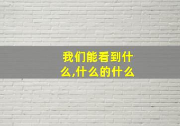 我们能看到什么,什么的什么