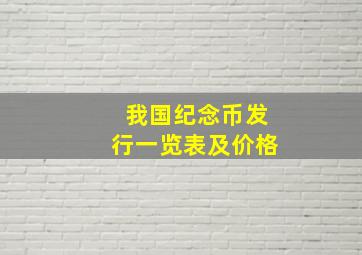 我国纪念币发行一览表及价格