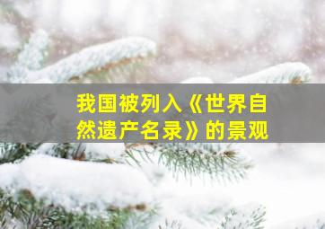 我国被列入《世界自然遗产名录》的景观