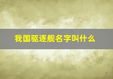 我国驱逐舰名字叫什么