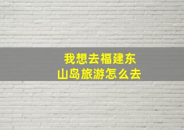 我想去福建东山岛旅游怎么去