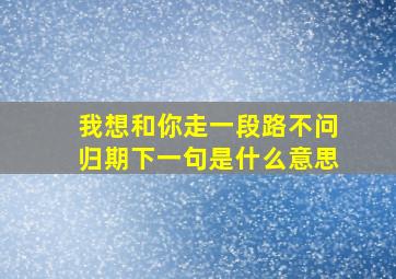 我想和你走一段路不问归期下一句是什么意思