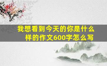 我想看到今天的你是什么样的作文600字怎么写