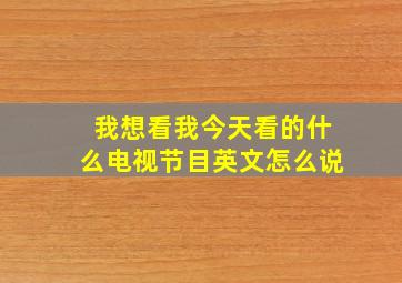 我想看我今天看的什么电视节目英文怎么说