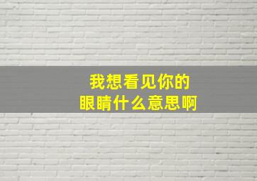 我想看见你的眼睛什么意思啊