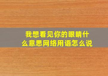 我想看见你的眼睛什么意思网络用语怎么说