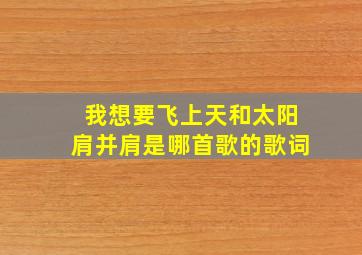 我想要飞上天和太阳肩并肩是哪首歌的歌词