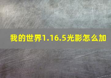 我的世界1.16.5光影怎么加