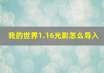 我的世界1.16光影怎么导入