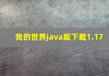 我的世界java版下载1.17