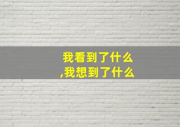 我看到了什么,我想到了什么