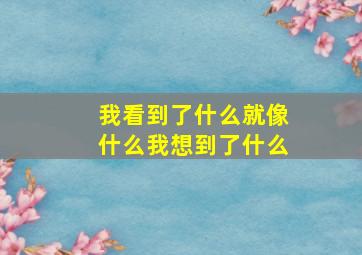 我看到了什么就像什么我想到了什么