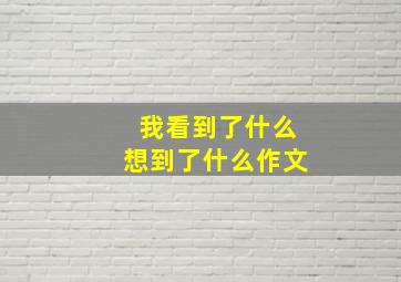 我看到了什么想到了什么作文