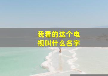 我看的这个电视叫什么名字