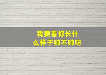 我要看你长什么样子帅不帅呀