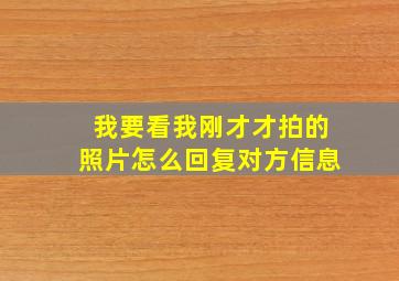 我要看我刚才才拍的照片怎么回复对方信息