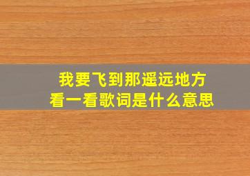 我要飞到那遥远地方看一看歌词是什么意思