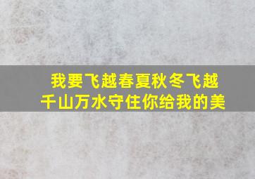 我要飞越春夏秋冬飞越千山万水守住你给我的美