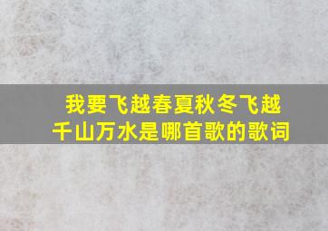 我要飞越春夏秋冬飞越千山万水是哪首歌的歌词