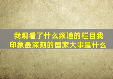 我观看了什么频道的栏目我印象最深刻的国家大事是什么