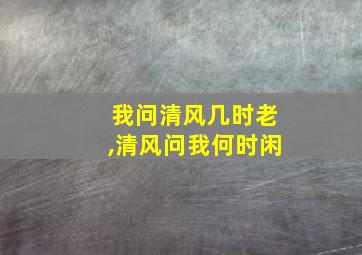 我问清风几时老,清风问我何时闲