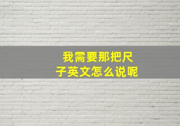 我需要那把尺子英文怎么说呢