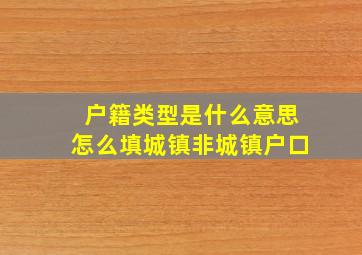 户籍类型是什么意思怎么填城镇非城镇户口