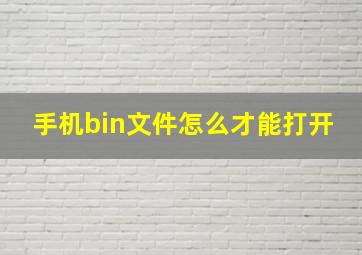 手机bin文件怎么才能打开